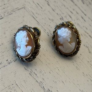 Elegant GF Vintage Cameo Earrings